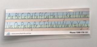 Coloured Dotted Thirds Handwriting Desk Strips Vic Cursive - Laminated