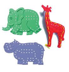 Lacing Animals - Elephant, Giraffe & Hippo